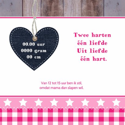 Geboortekaartje meisje hart hout 2