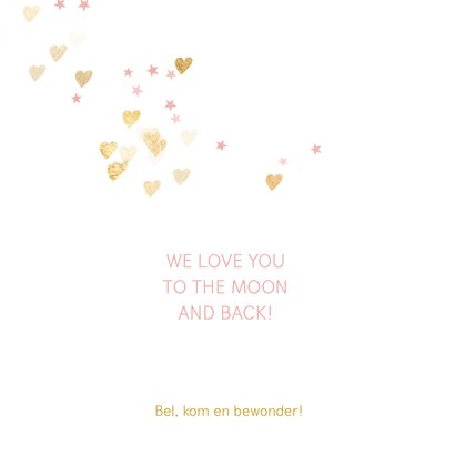 Geboortekaartje meisje hartjes goud 2