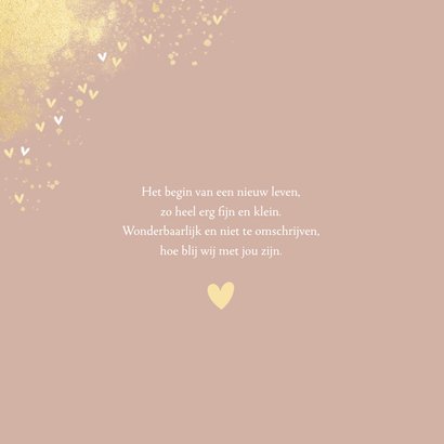 Geboortekaartje meisje hip gouden spetters en hartjes 2