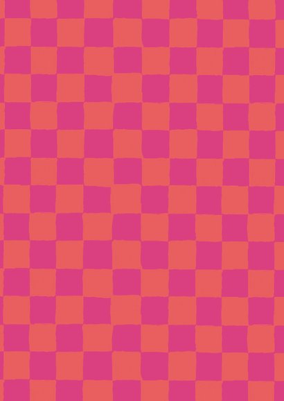 Geboortekaartje meisje hip ruitjes gekleurd roze goud Achterkant