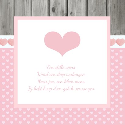 Geboortekaartje Meisje Hout Roze 2