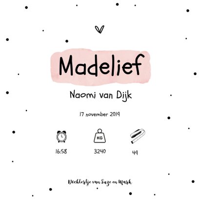 Geboortekaartje | Meisje, lief en simpel 3