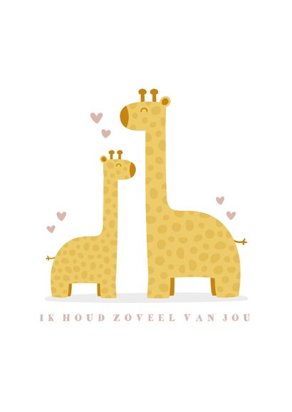 Geboortekaartje meisje met giraffes en hartjes 2