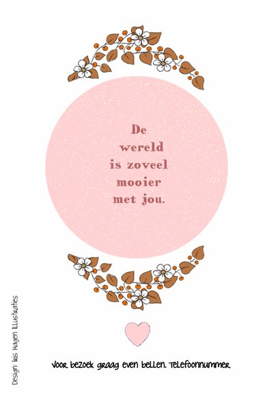 Geboortekaartje meisje met lief vosje en vogeltjes 2