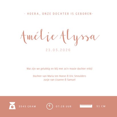 Geboortekaartje meisje met silhouet van grote broer en zus 3