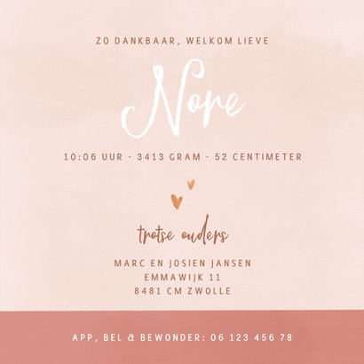 Geboortekaartje meisje met speelgoedvos 3