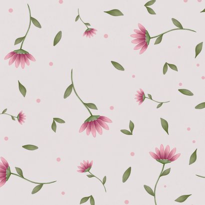 Geboortekaartje meisje roze bloemen Achterkant