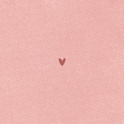 Geboortekaartje meisje roze minimalistisch hartje structuur Achterkant
