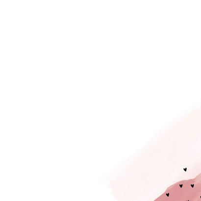 Geboortekaartje meisje roze watercolor hartjes Achterkant