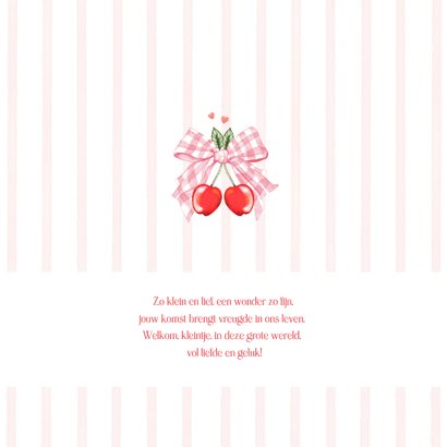 Geboortekaartje meisje strik met kersjes 2