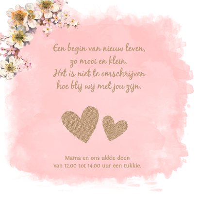 Geboortekaartje meisje waterverf foto 2