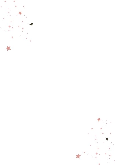 Geboortekaartje meisje wolfje sterretjes maan waterverf Achterkant