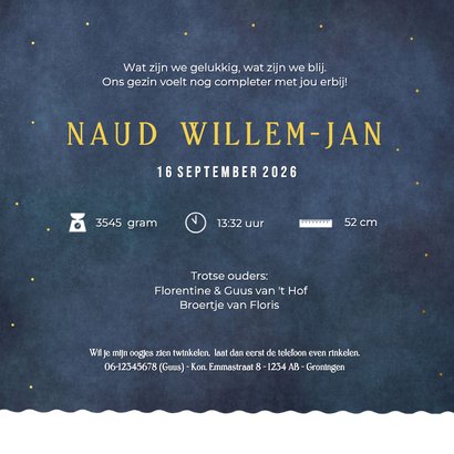 Geboortekaartje met een silhouet van broers in een zeilboot 3