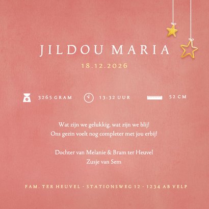 Geboortekaartje met een silhouet van een meisje op de maan 3