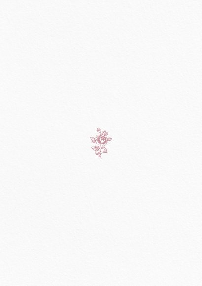 Geboortekaartje met fotocollage en vintage roze roosje Achterkant