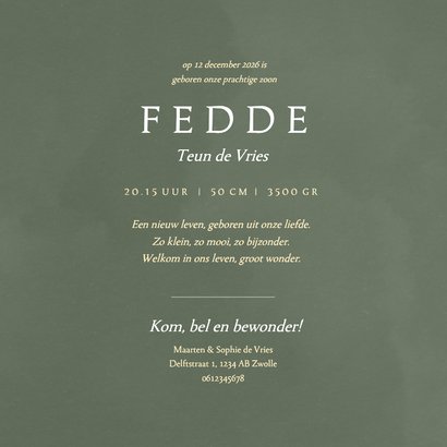 Geboortekaartje met geboortebloem december hulst goudfolie 3