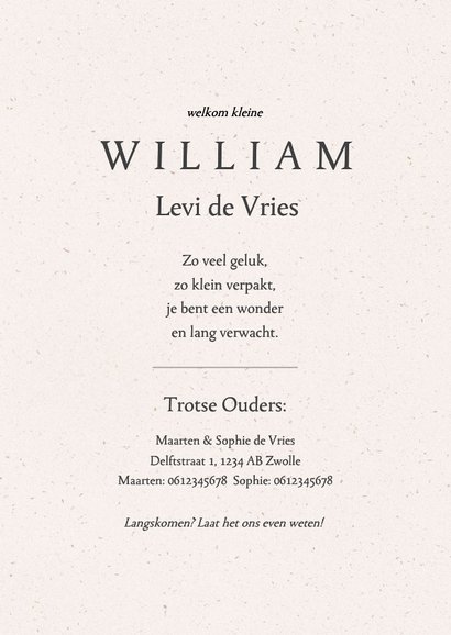 Geboortekaartje met geboortebloem pioenroos november 3