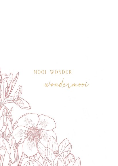 Geboortekaartje met getekende lentebloemen in gewenste kleur 2