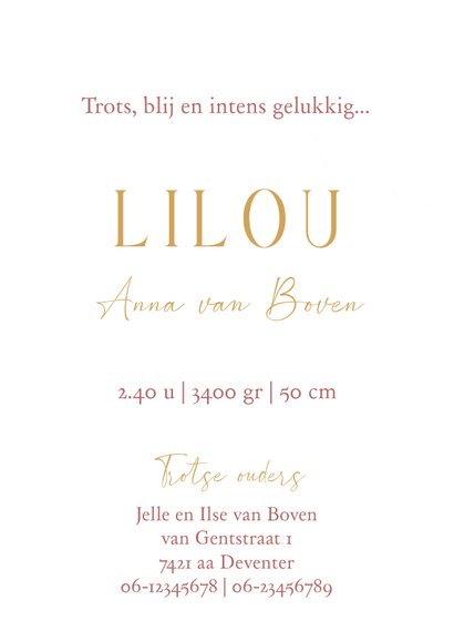 Geboortekaartje met getekende lentebloemen in gewenste kleur 3