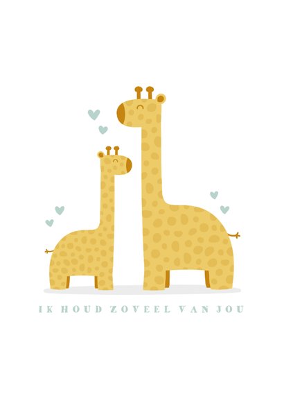 Geboortekaartje met giraffes en hartjes jongen 2