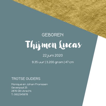 Geboortekaartje met goud achtergrondkleur te veranderen 3