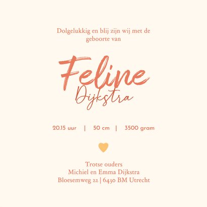 Geboortekaartje met jong hertje tussen de bloemen en hartjes 3