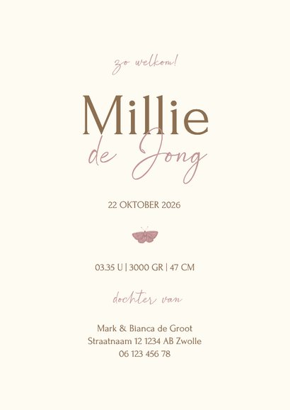 Geboortekaartje met kader van schattige dieren en plantjes 3