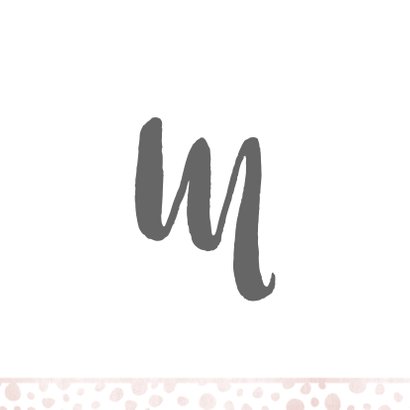 Geboortekaartje met letter en roze patroon 2