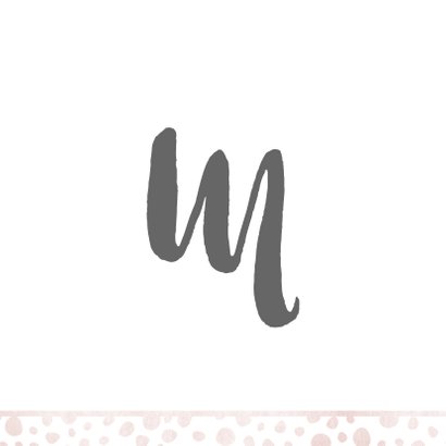 Geboortekaartje met letter en roze patroon 2