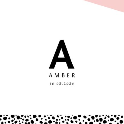 Geboortekaartje met letter en stoere confetti geometrisch 2