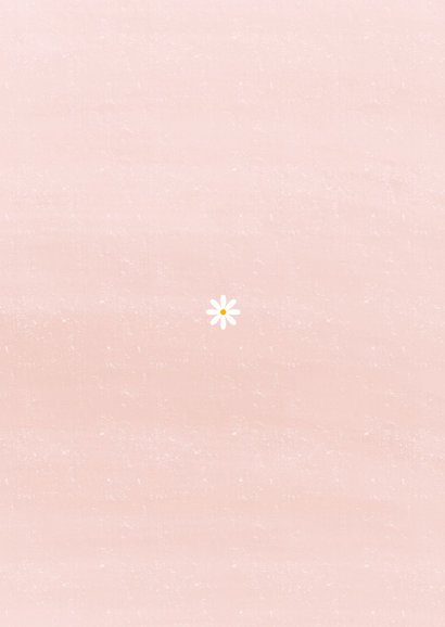 Geboortekaartje met lief staand hertje met madeliefjes Achterkant