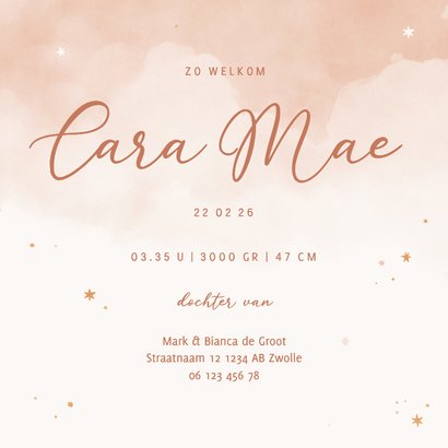 Geboortekaartje met lief vosje en een roze ballon 3