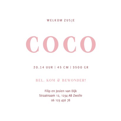 Geboortekaartje met lieve vogeltjes voor een zusje 3