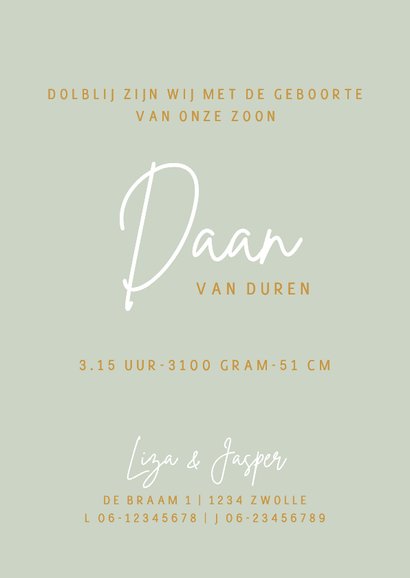 Geboortekaartje met lijntekening van baby 3