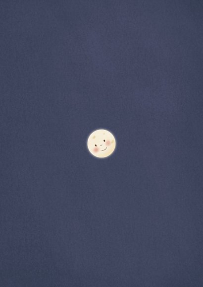 Geboortekaartje met maan en sterren in landschap Achterkant