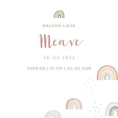 Geboortekaartje met regenboogjes en stipjes 3