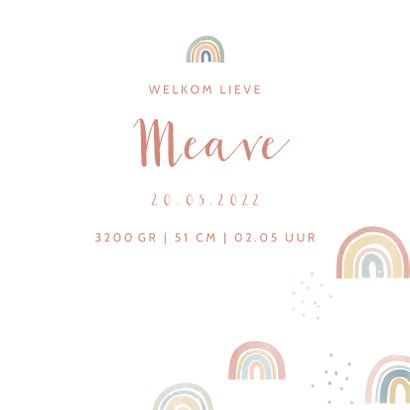 Geboortekaartje met regenboogjes en stipjes 3