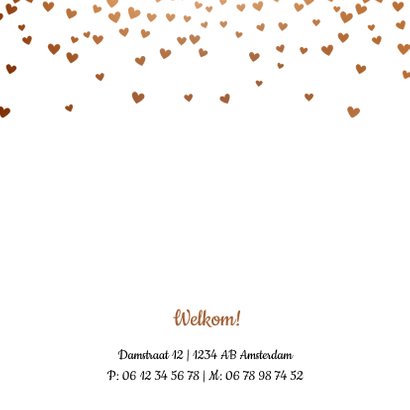 Geboortekaartje met rose gouden hartjes 2