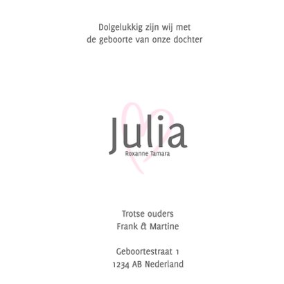 Geboortekaartje met roze hartje 3