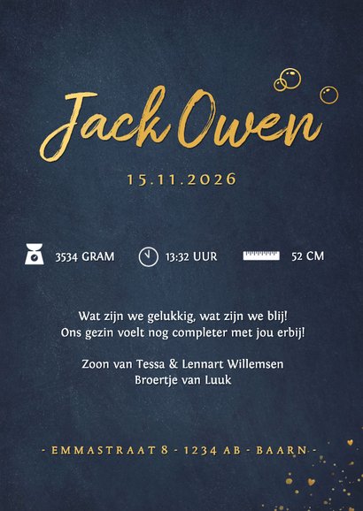 Geboortekaartje met silhouet van een jongen die bellenblaast 3