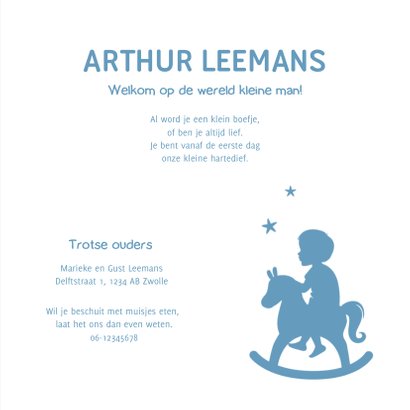 Geboortekaartje met silhouet voor een jongen 3