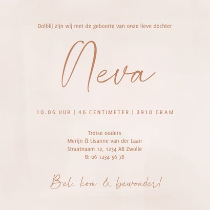 Geboortekaartje met sneeuwvlokjes winter seizoen beige 3