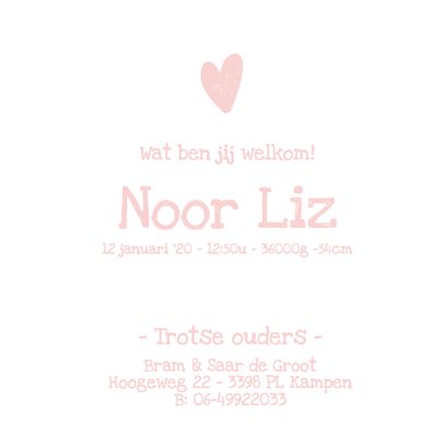 Geboortekaartje met stoere roze achtergrond 3