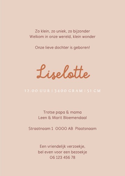 Geboortekaartje met strepen en libelle roze 3