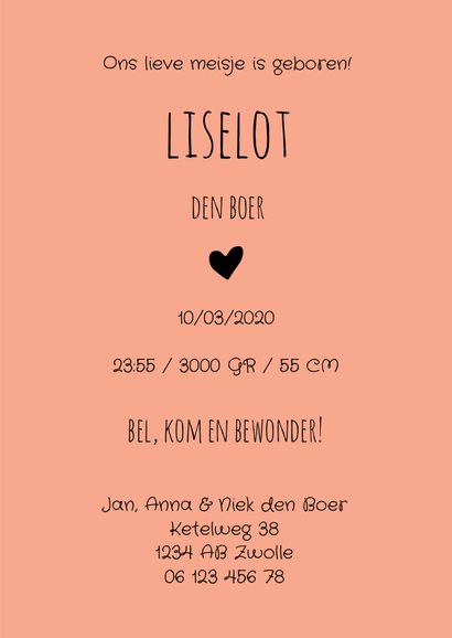 Geboortekaartje met wimpers en confetti meisje 3