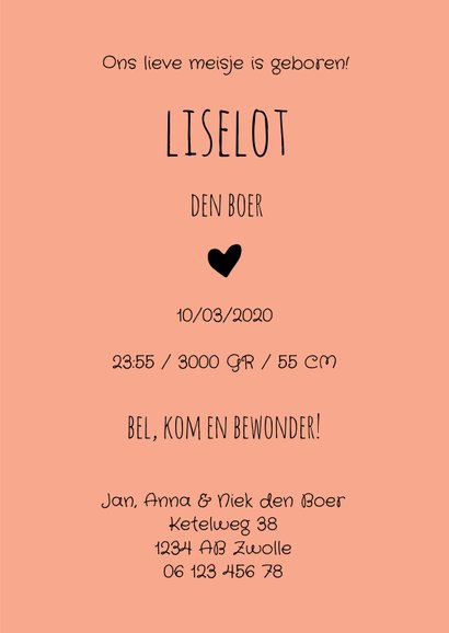 Geboortekaartje met wimpers en confetti meisje 3