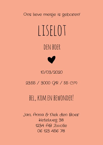 Geboortekaartje met wimpers en confetti meisje 3