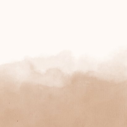 Geboortekaartje met zalmroze waterverf en een olifantje Achterkant