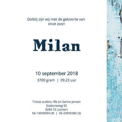Geboortekaartje Milan 3