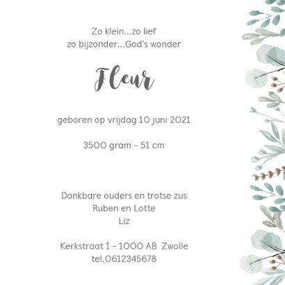 Geboortekaartje mint takjes 3